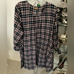 Tulip flannel Plaid Long Sleeve. Granny Tunic